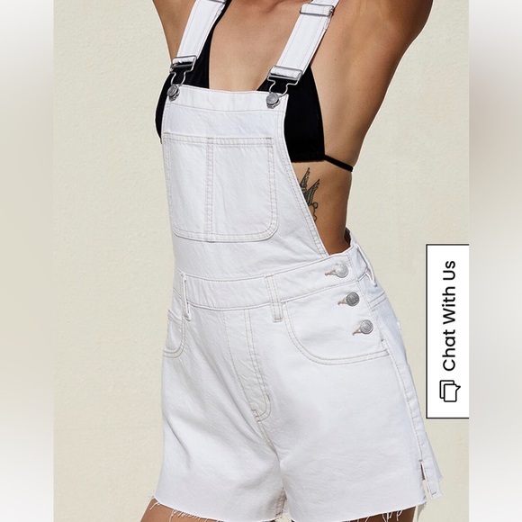 Pacsun Eco white overall denim shorts size Lrg - Picture 3 of 4